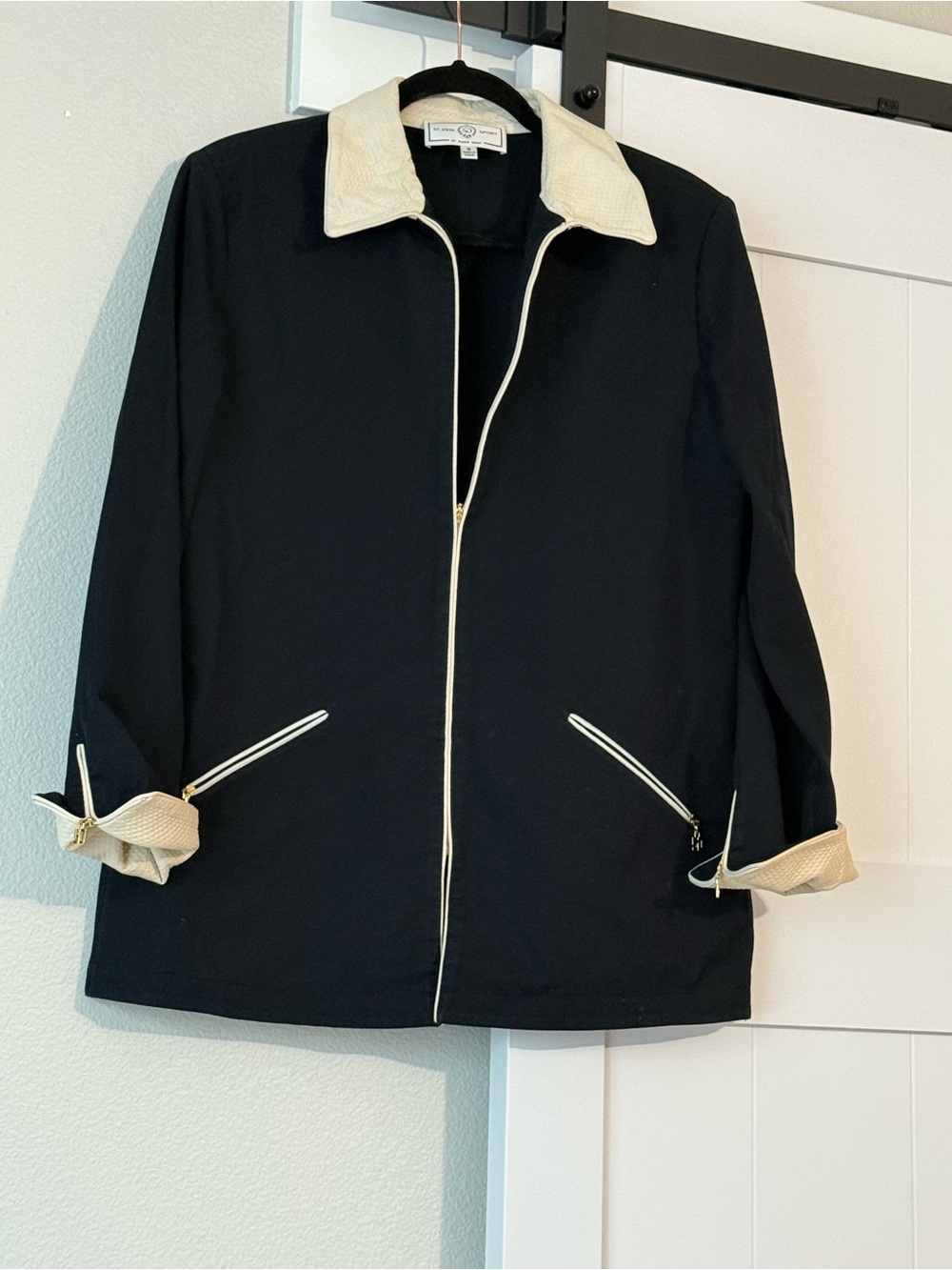 L.L. Bean Women's Black Jacket with Cream Trim